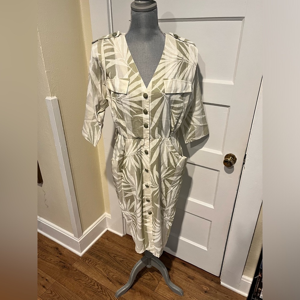 Vintage Leaf Print Dress